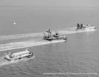 BH7 flying with other Royal Navy hovercraft
